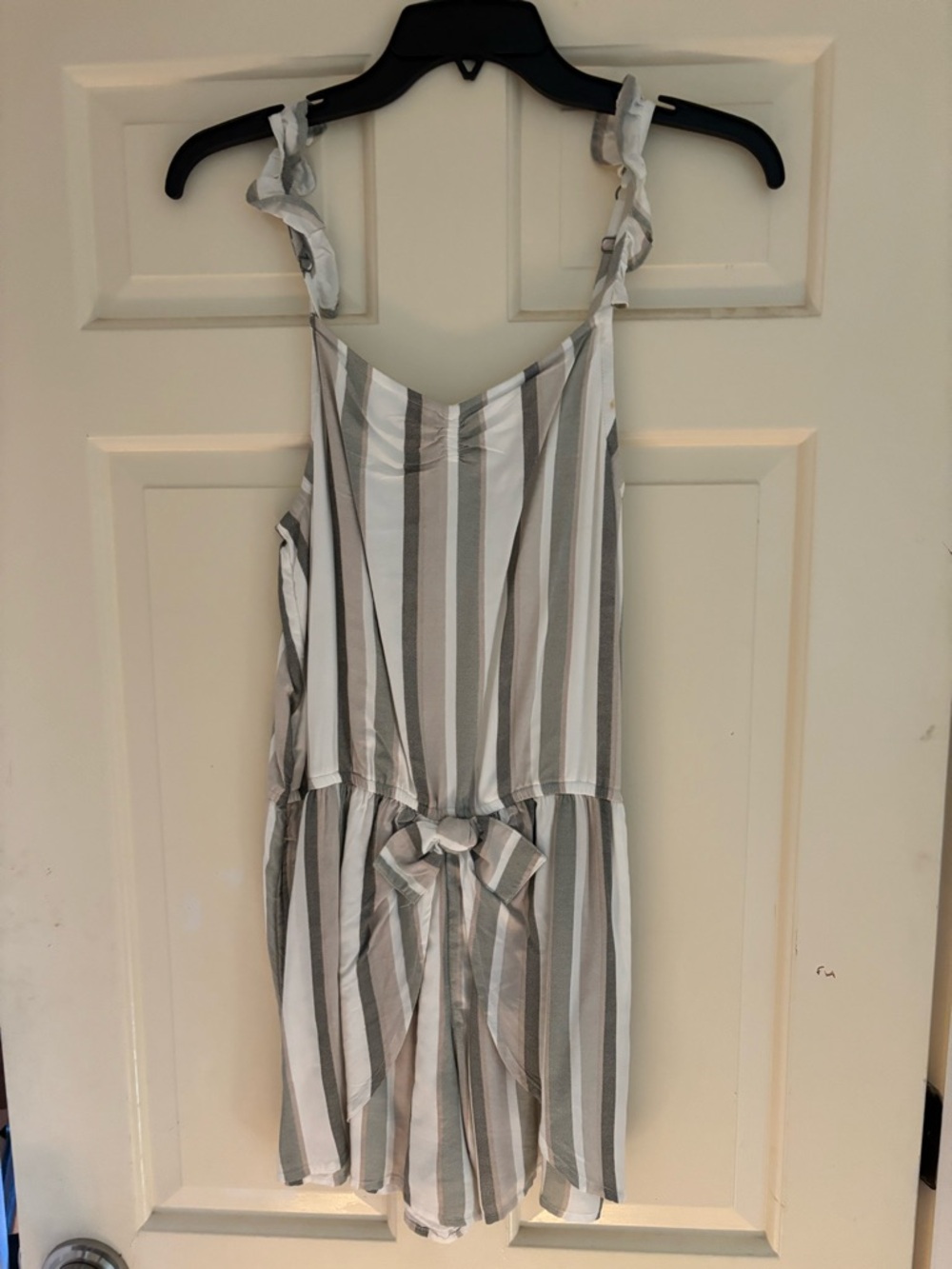 abercrombie kids White, Gray, Khaki Striped Romper.